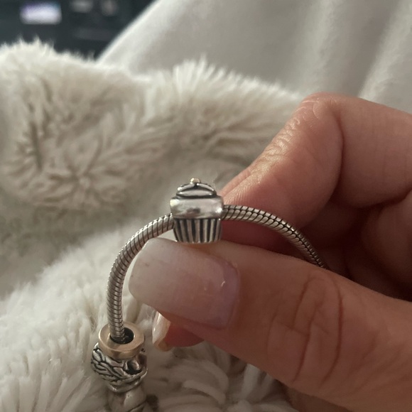 PANDORA Silver BRACELET with 11 Gold and SILVER  CHARMS !!!!!! - Picture 10 of 13